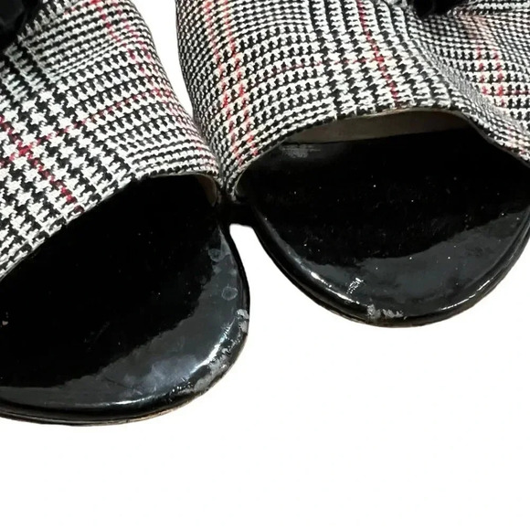 Karl Lagerfeld Gray Plaid Tassle Block Heel Hettie Mules 9 - Picture 5 of 11